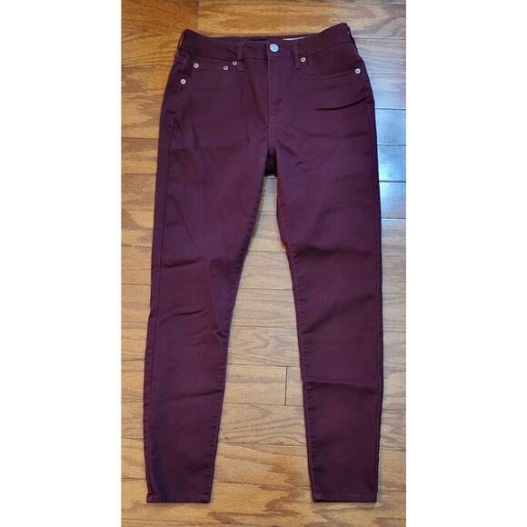 Aeropostale Women High Rise Jegging In Burgundy Brushed Denim Skinny Size 6 - Picture 1 of 8